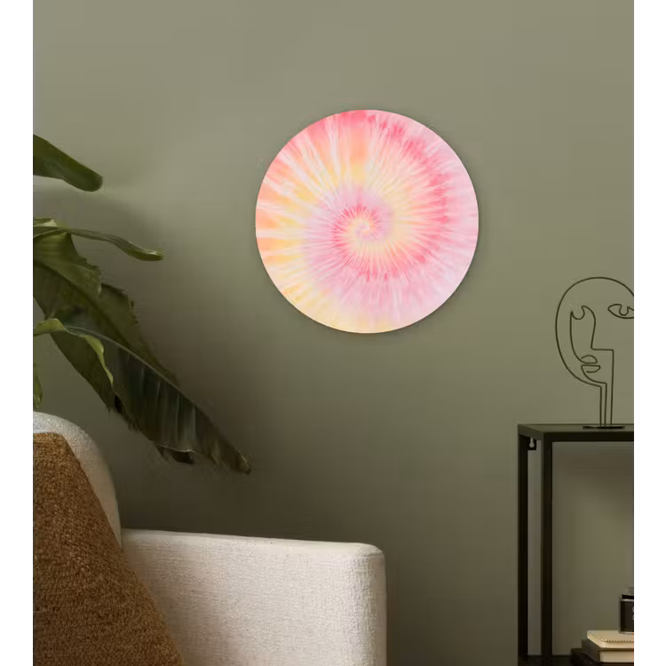 Muurcirkel - Patroon - Tie Dye - Pasteltinten - Roze — 3