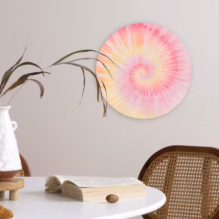 Muurcirkel - Patroon - Tie Dye - Pasteltinten - Roze — 4
