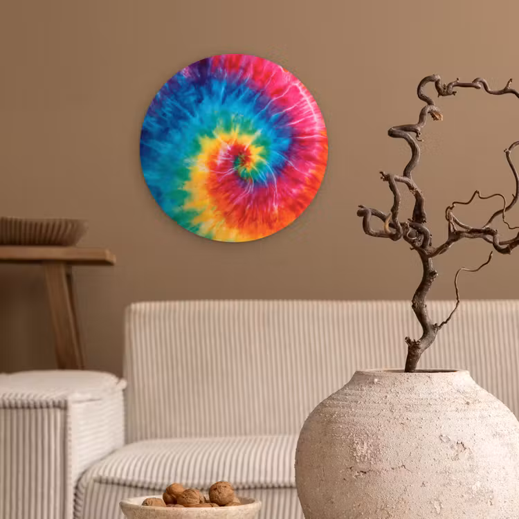 Muurcirkel - Regenboog - Tie dye - Kleurrijk - Blauw — 2