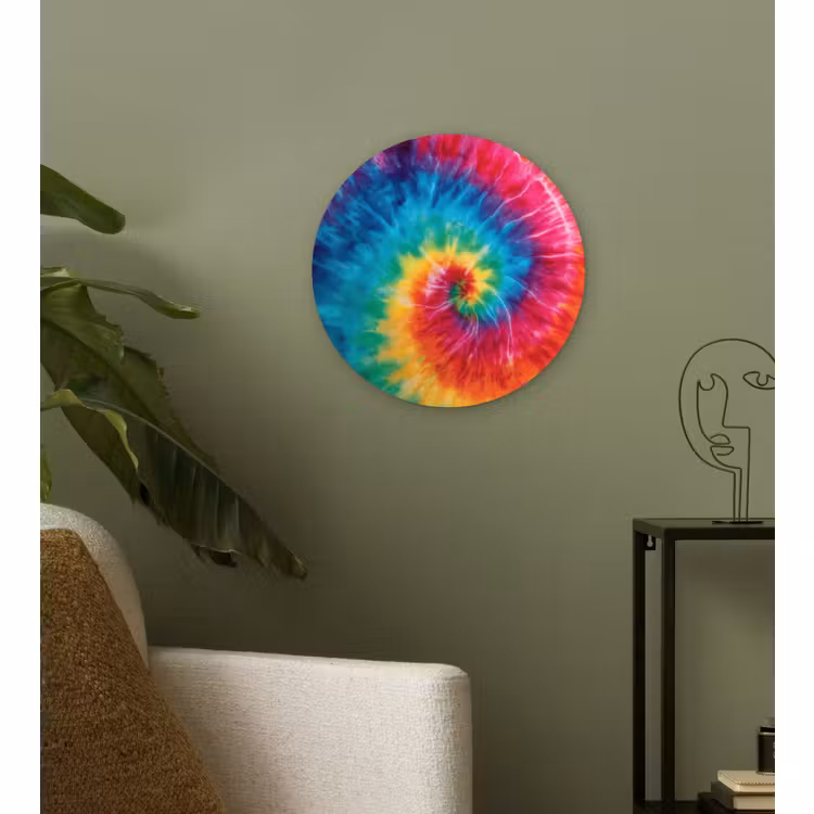 Muurcirkel - Regenboog - Tie dye - Kleurrijk - Blauw — 3