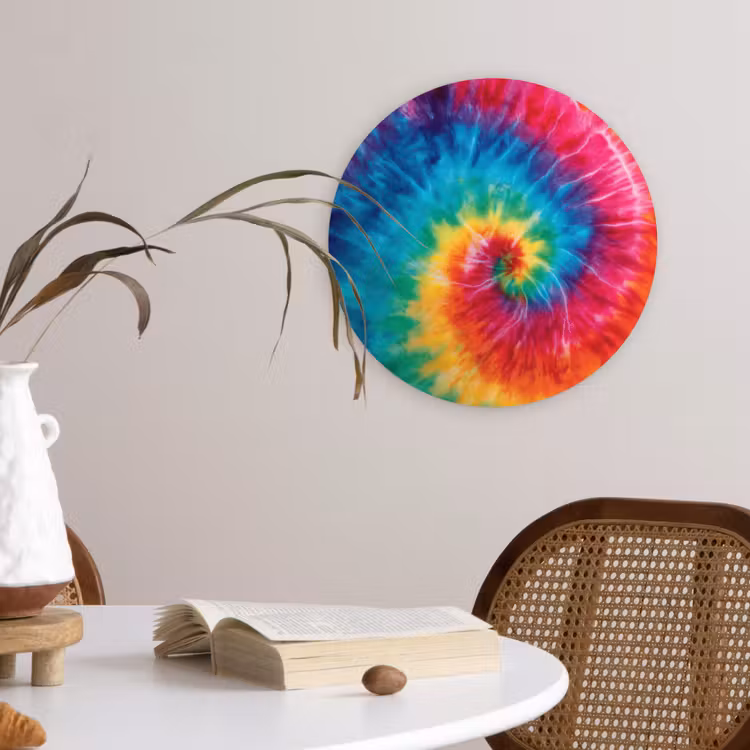 Muurcirkel - Regenboog - Tie dye - Kleurrijk - Blauw — 4