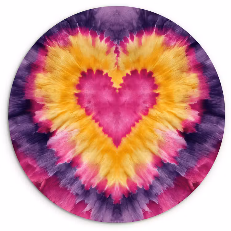 Muurcirkel - Tie dye - Hartvorm - Vlammen - Oranje — 1