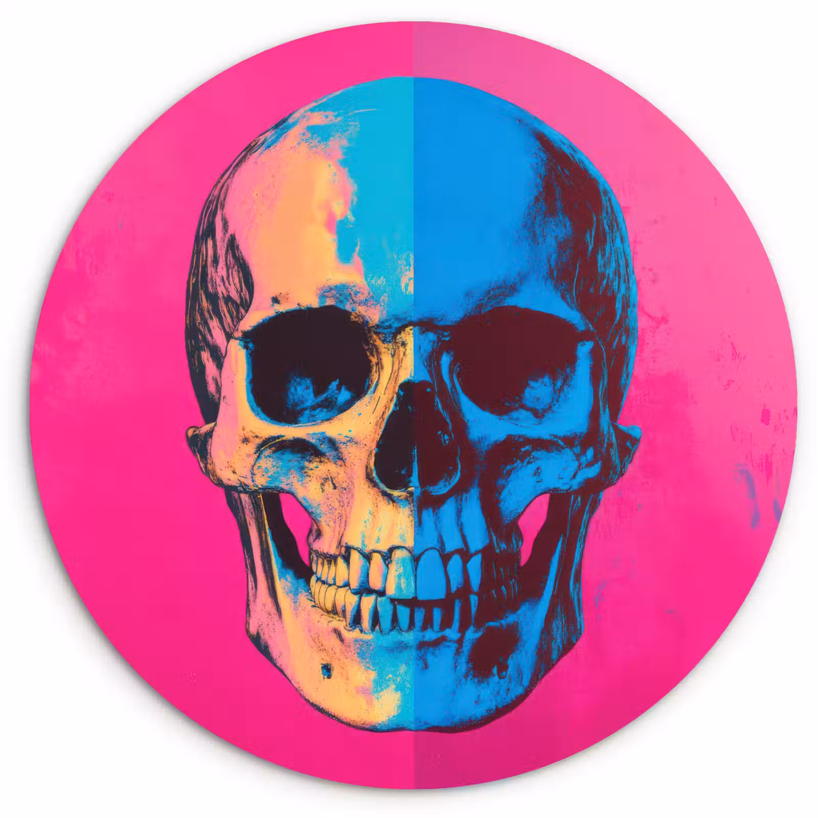 Muurcirkel - Neon - Blauw - Pop-art - Schedel — 1