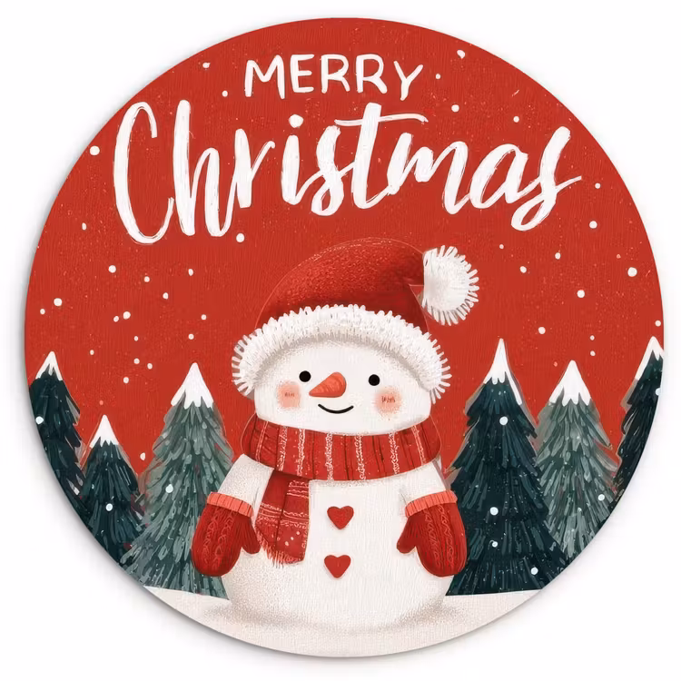 Muurcirkel - Kerstgroet - Sneeuw - Rood — 1