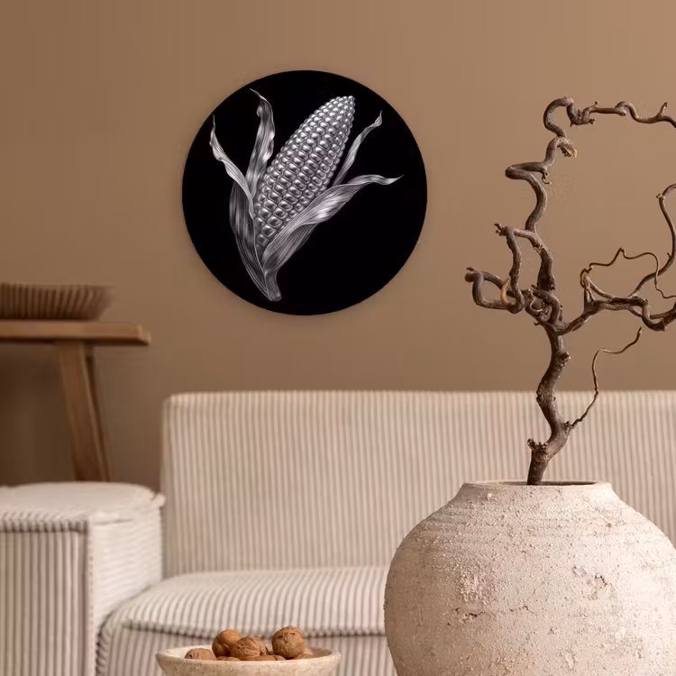 Muurcirkel - Maïskolf - Glanzend metaal - Elegant — 2