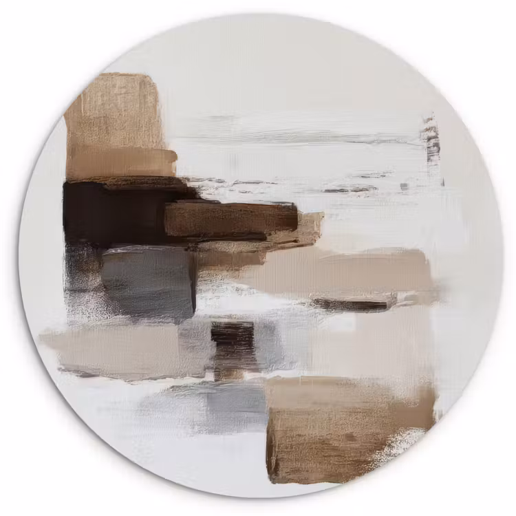 Muurcirkel - Penseelstreken - Balans - Beige - Bruin — 1