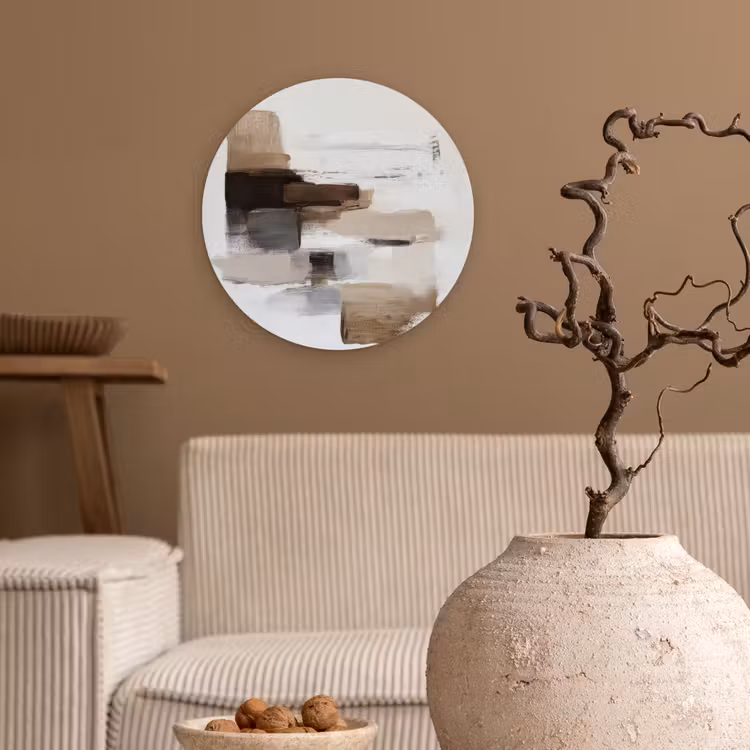 Muurcirkel - Penseelstreken - Balans - Beige - Bruin — 2
