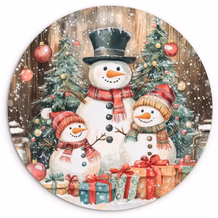 Muurcirkel - Sneeuwpop - Familie - Kleurrijk — 1