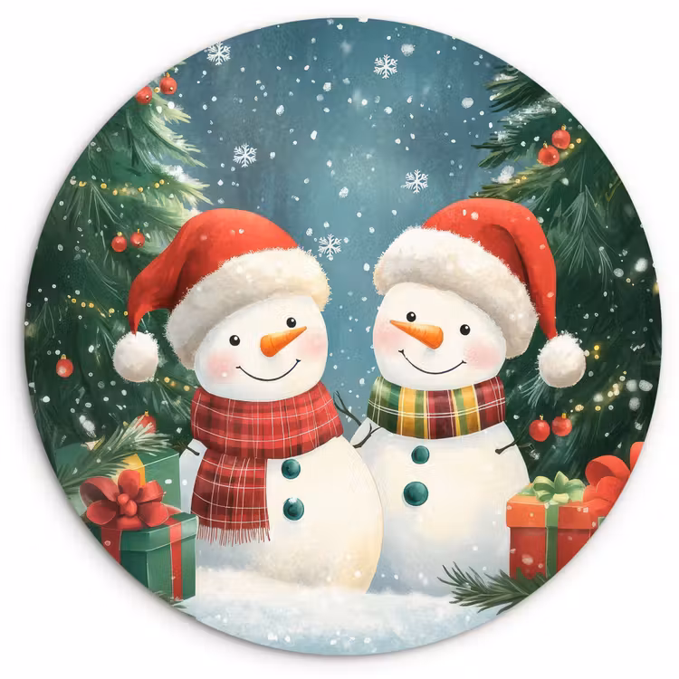 Muurcirkel - Sneeuwpop - Kerstsneeuw - Groen - Rood — 1