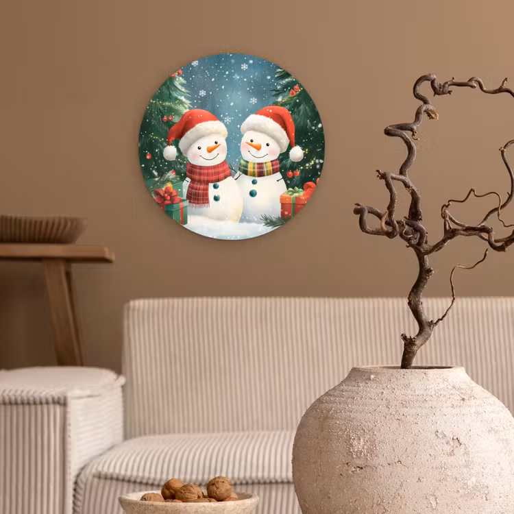 Muurcirkel - Sneeuwpop - Kerstsneeuw - Groen - Rood — 2