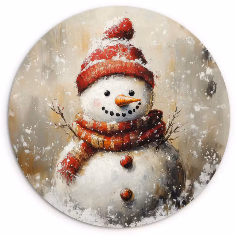 Muurcirkel - Sneeuwpop - Winter - Sneeuw - Beige — 1