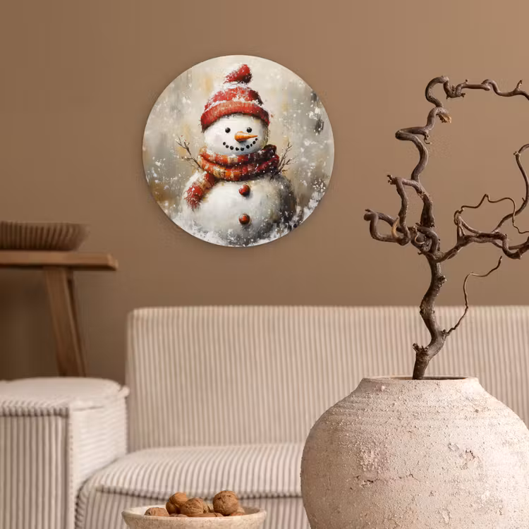 Muurcirkel - Sneeuwpop - Winter - Sneeuw - Beige — 2