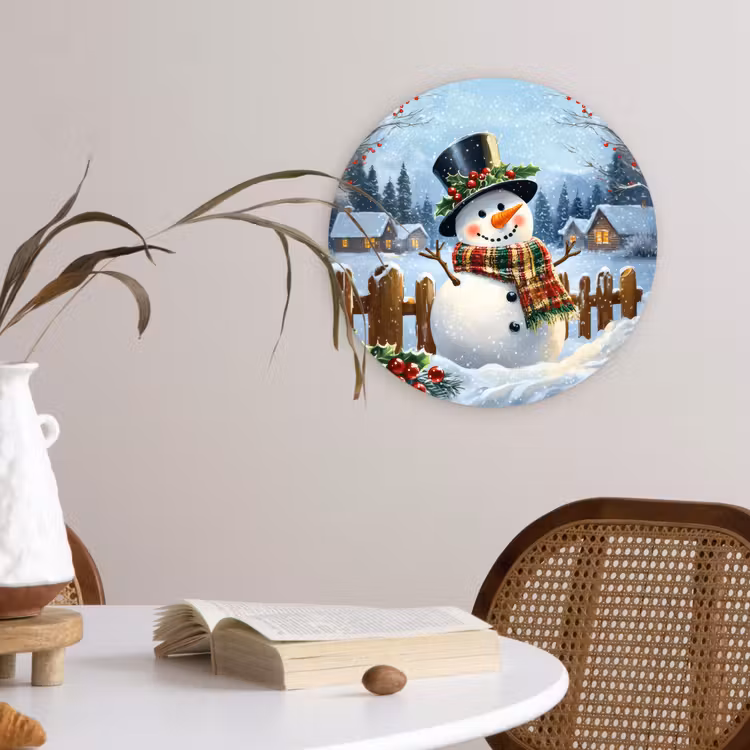 Muurcirkel - Sneeuwpop - Winterdorp - Kleurrijk — 4
