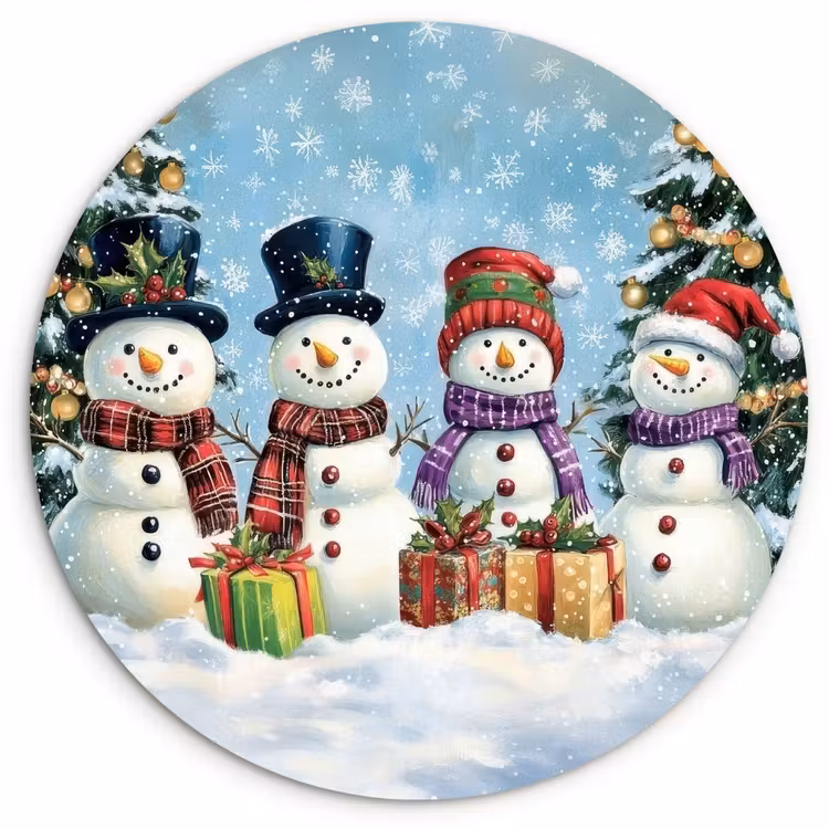 Muurcirkel - Vrolijk -  Sneeuw - Kleurrijk — 1