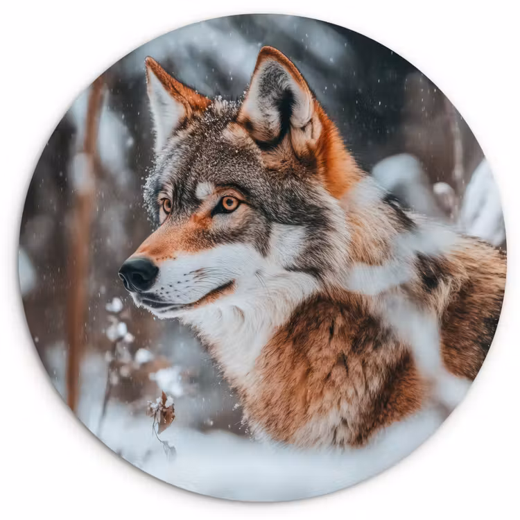 Muurcirkel - Wolf - Sneeuw - Winter - Dieren - Natuur - Sneeuw — 1