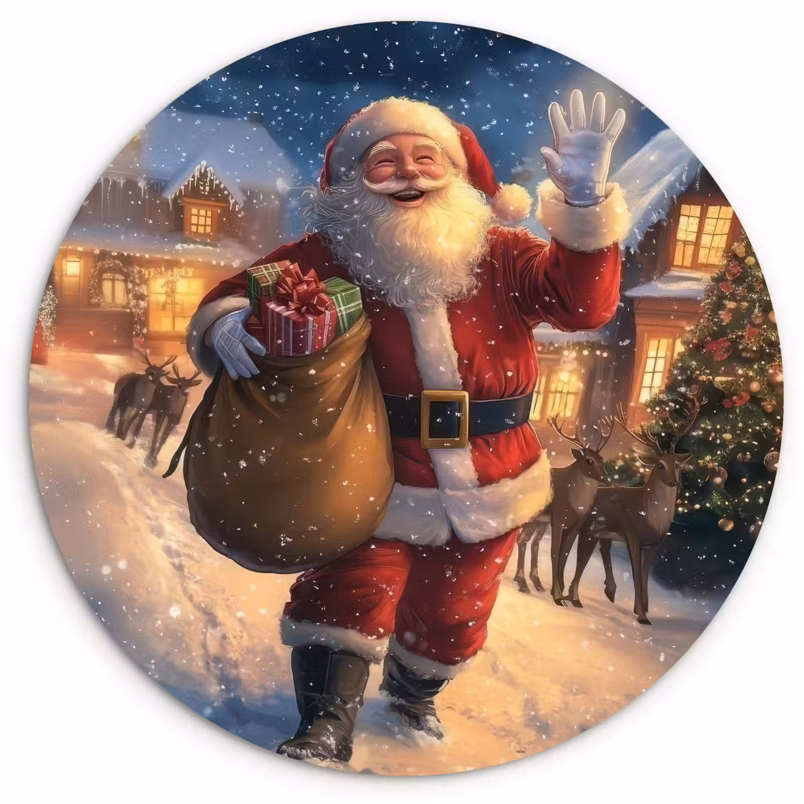 Muurcirkel - Kerstman - Dorp - Hert - Donker — 1