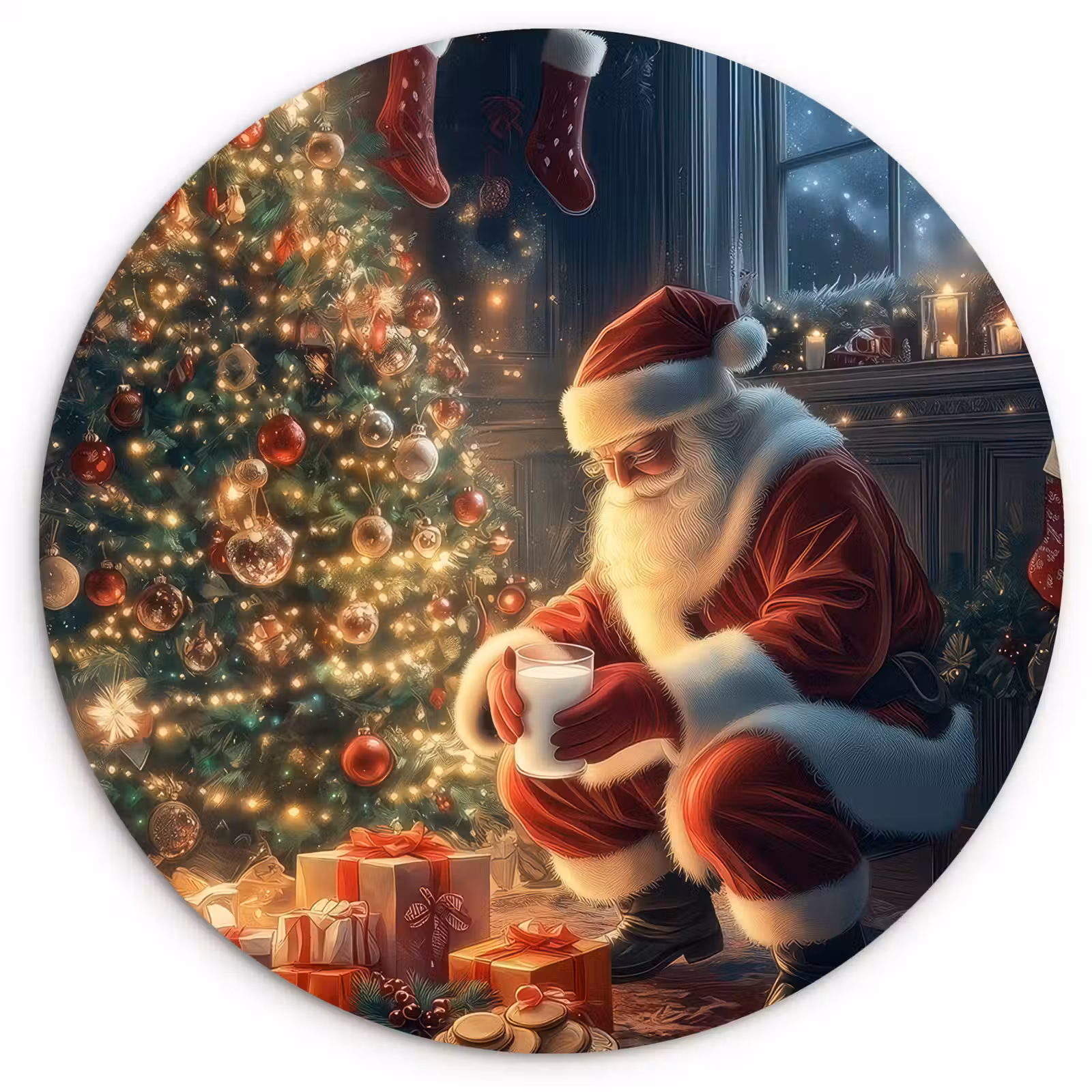 Muurcirkel - Kerstman - Haard - Donker — 1