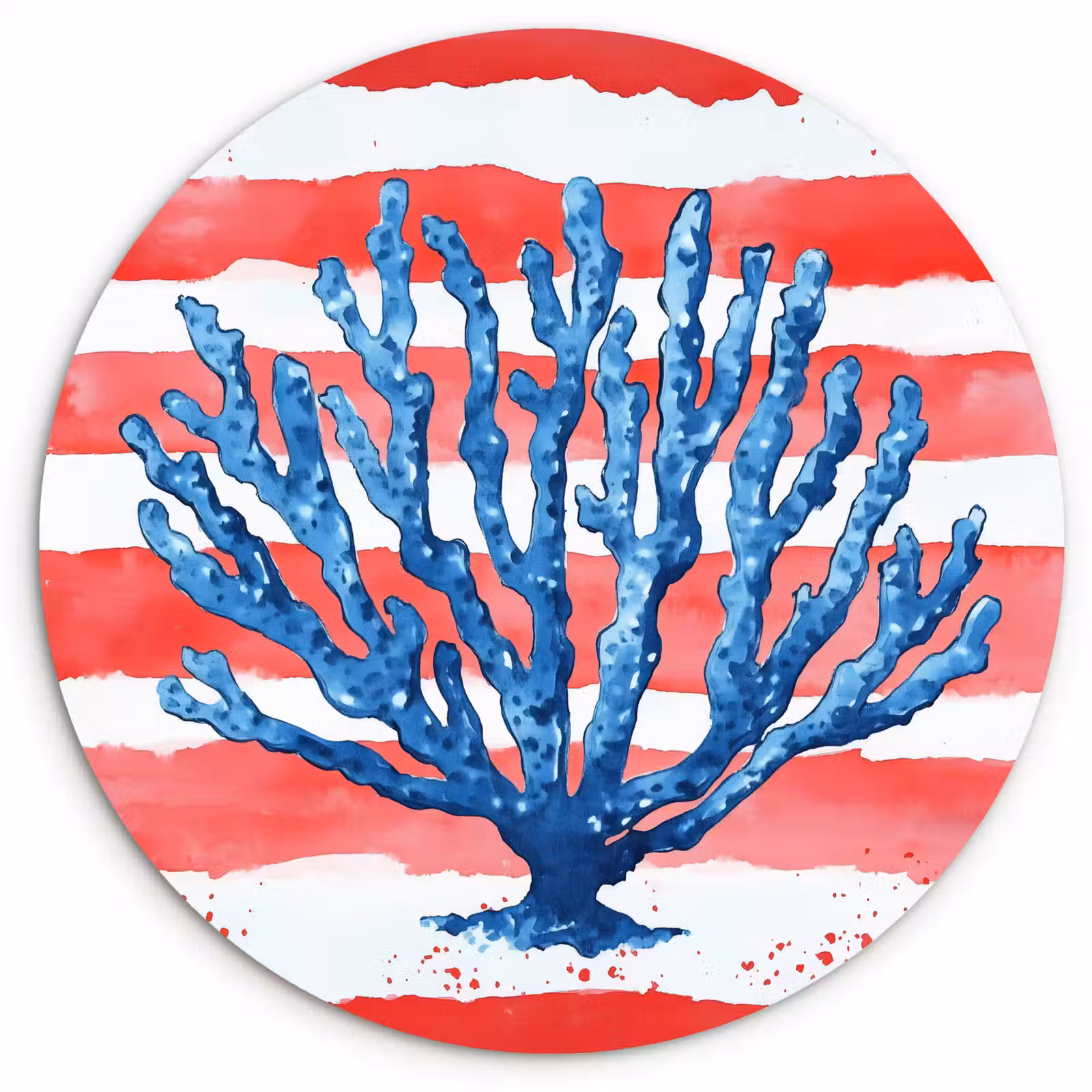 Muurcirkel - Koraal - Verfstructuur - Rood - Blauw — 1