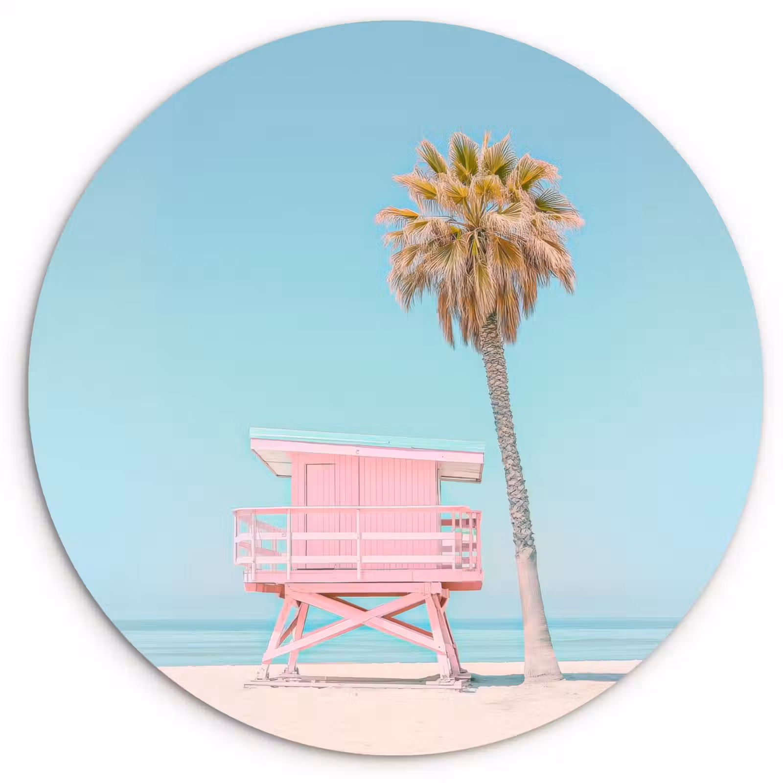 Muurcirkel - Palmboom - Strandhuis - Roze — 1