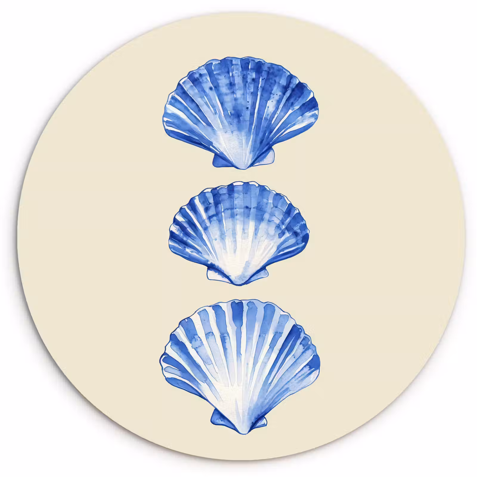 Muurcirkel - Schelpen - Blauw - Beige — 1