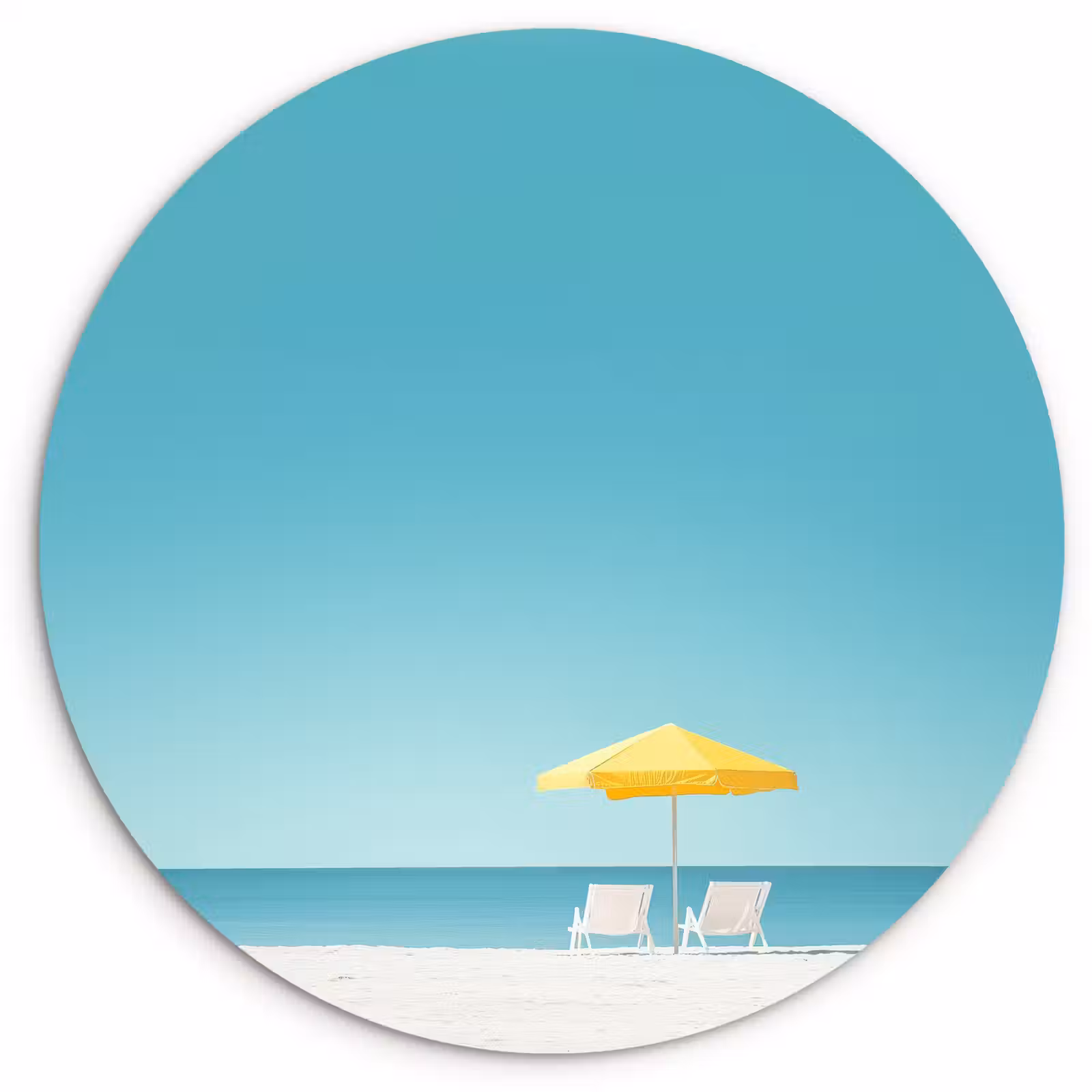 Muurcirkel - Strand - Blauwe lucht - Geel - Parasol — 1