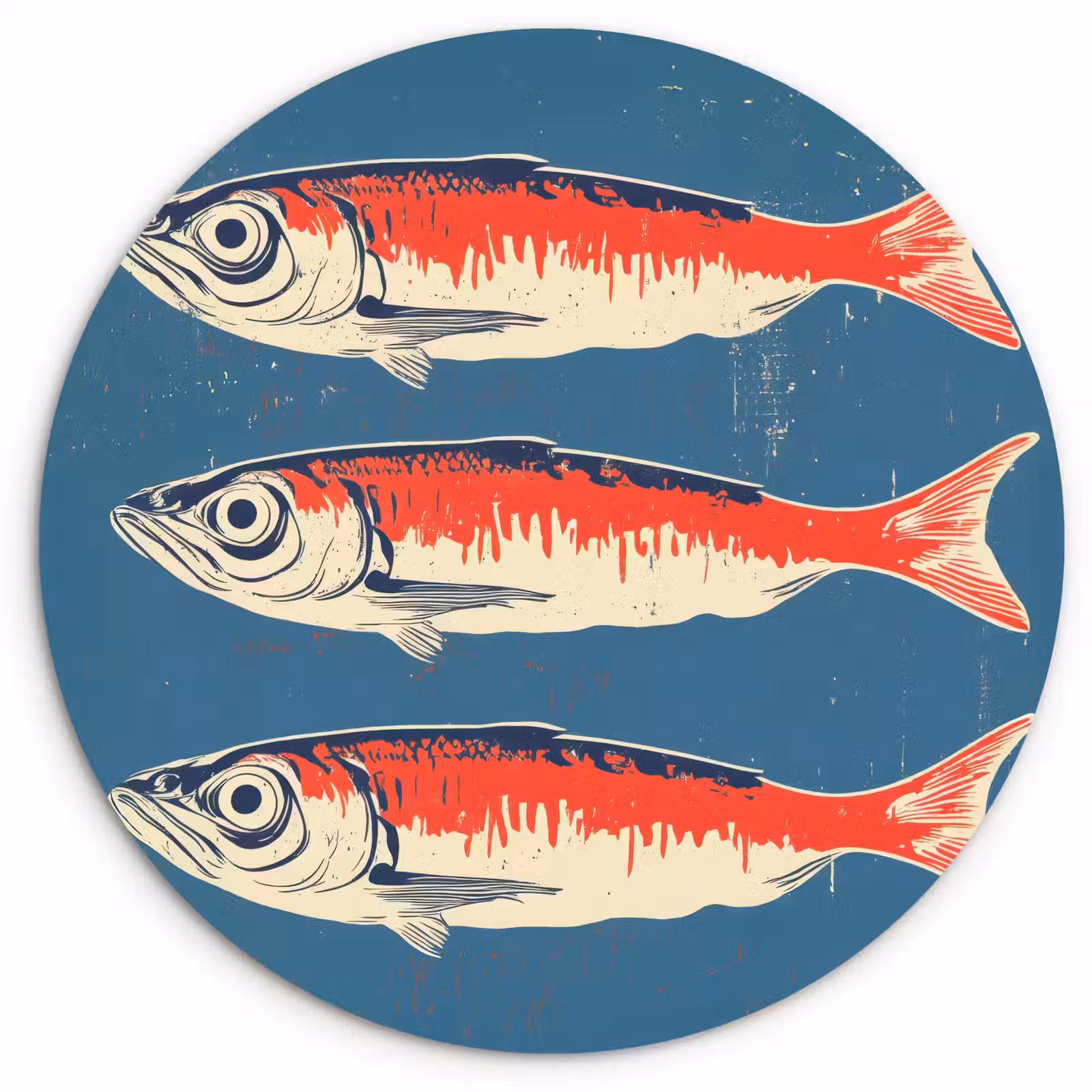 Muurcirkel - Vissen - Rood - Blauw — 1