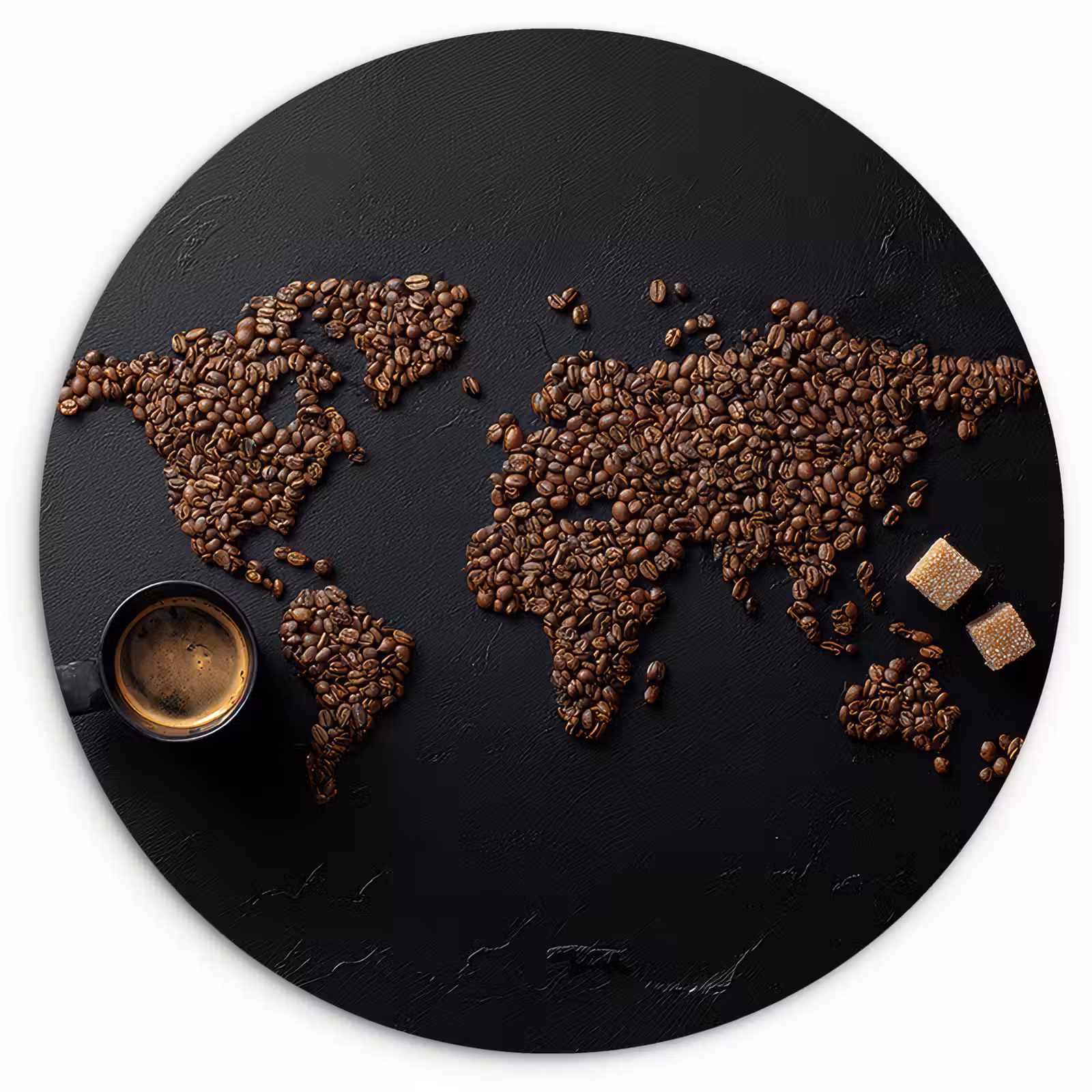 Muurcirkel - Wereldkaart - Espresso - Zwart — 1
