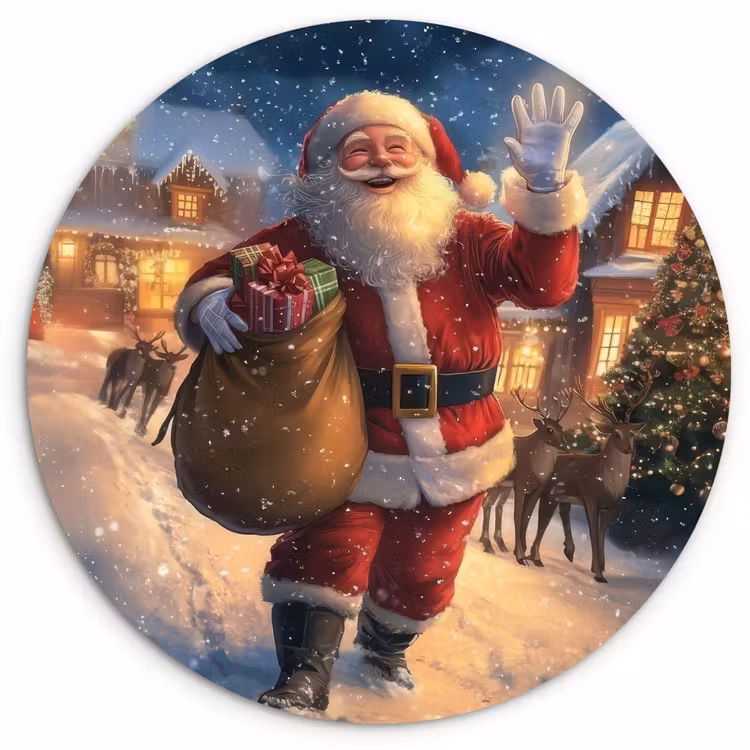 Muurcirkel - Kerstman - Dorp - Hert - Donker — 1