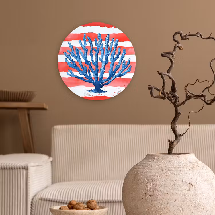 Muurcirkel - Koraal - Verfstructuur - Rood - Blauw — 2