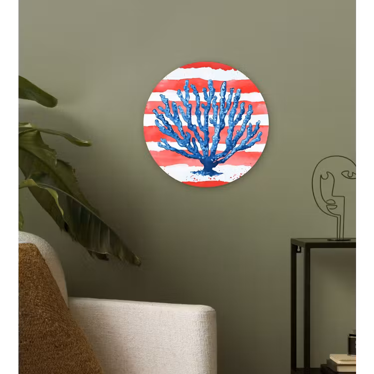 Muurcirkel - Koraal - Verfstructuur - Rood - Blauw — 3