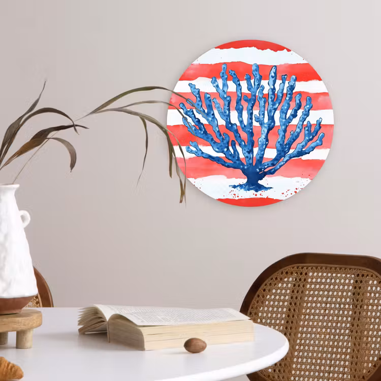 Muurcirkel - Koraal - Verfstructuur - Rood - Blauw — 4