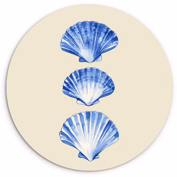 Muurcirkel - Schelpen - Blauw - Beige — 1