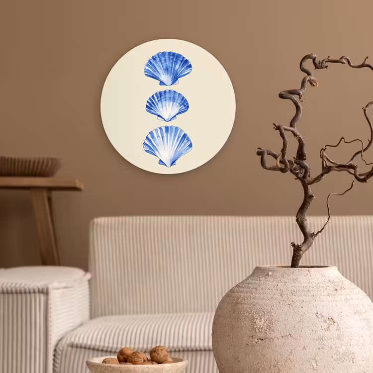 Muurcirkel - Schelpen - Blauw - Beige — 2
