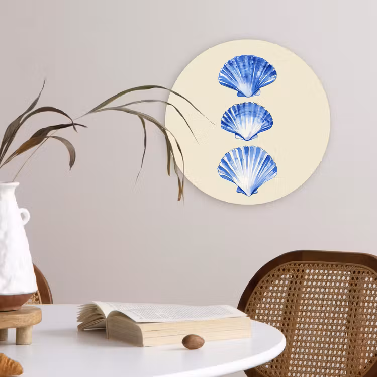 Muurcirkel - Schelpen - Blauw - Beige — 4