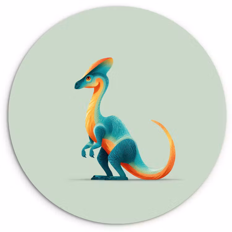 Muurcirkel - Staart - Dino - Minimalistisch - Blauw — 1