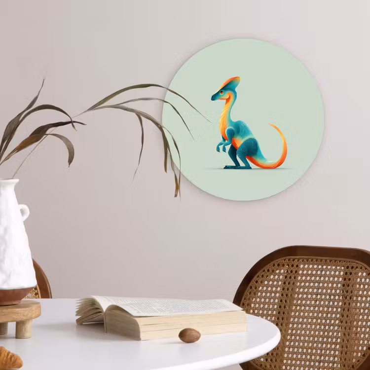 Muurcirkel - Staart - Dino - Minimalistisch - Blauw — 4