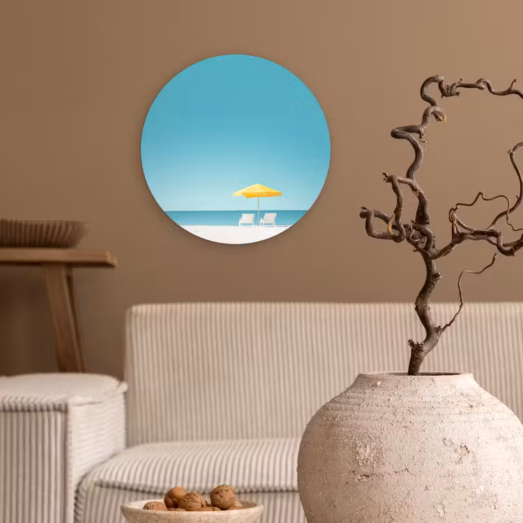 Muurcirkel - Strand - Blauwe lucht - Geel - Parasol — 2