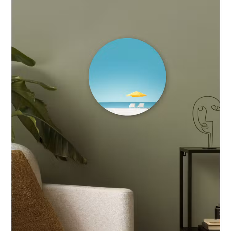 Muurcirkel - Strand - Blauwe lucht - Geel - Parasol — 3
