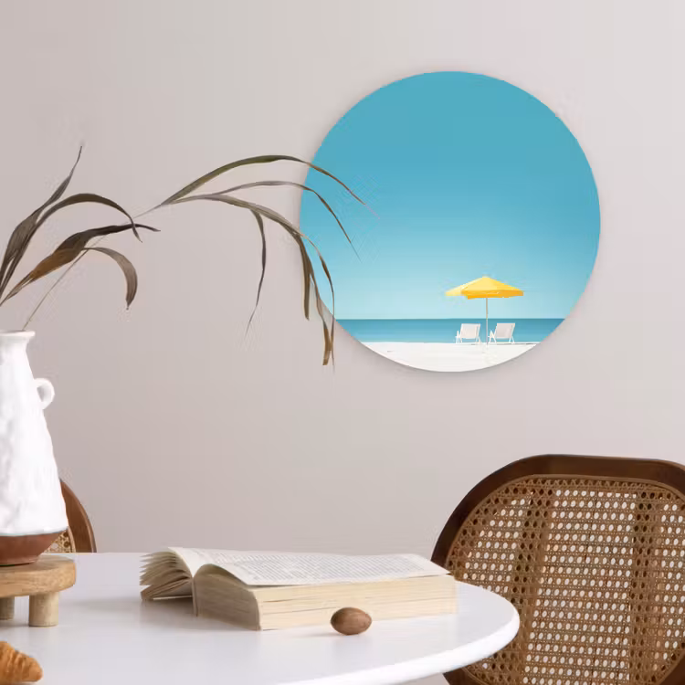 Muurcirkel - Strand - Blauwe lucht - Geel - Parasol — 4