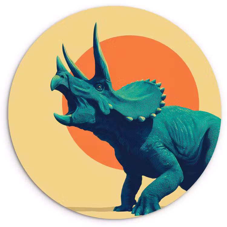 Muurcirkel - Triceratops - Cirkel - Oranje - Hoorns — 1