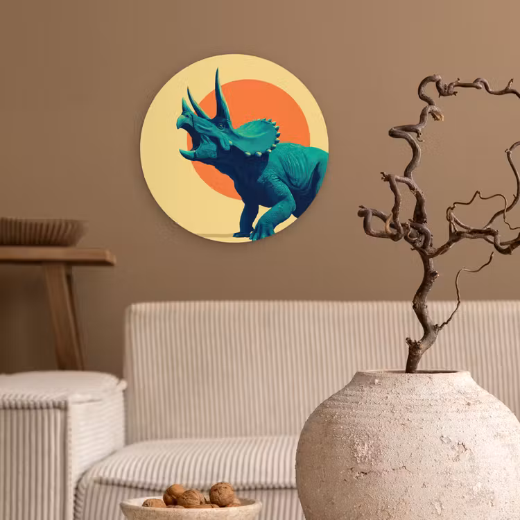 Muurcirkel - Triceratops - Cirkel - Oranje - Hoorns — 2