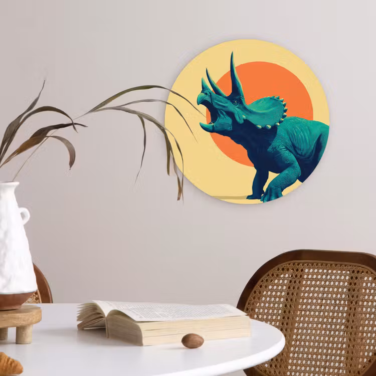 Muurcirkel - Triceratops - Cirkel - Oranje - Hoorns — 4