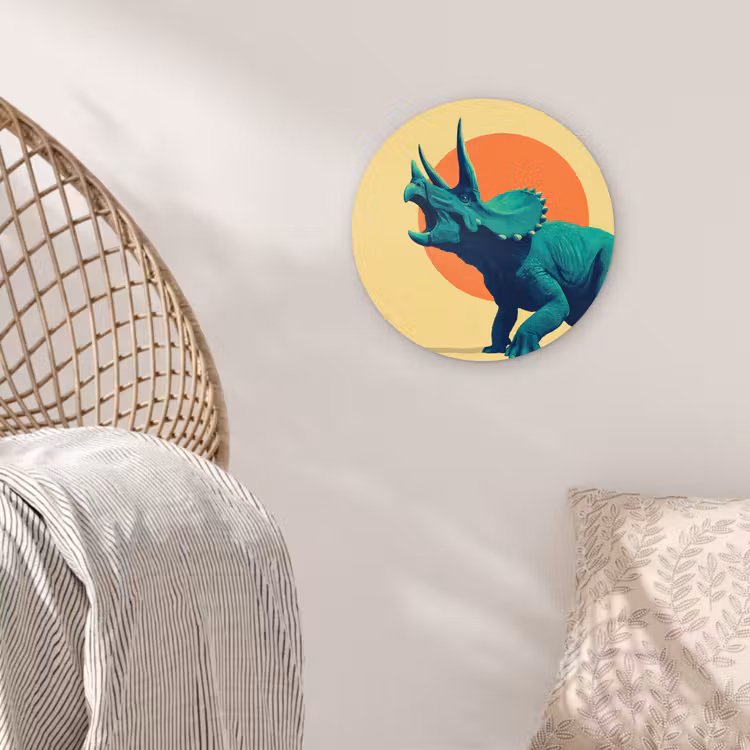 Muurcirkel - Triceratops - Cirkel - Oranje - Hoorns — 5