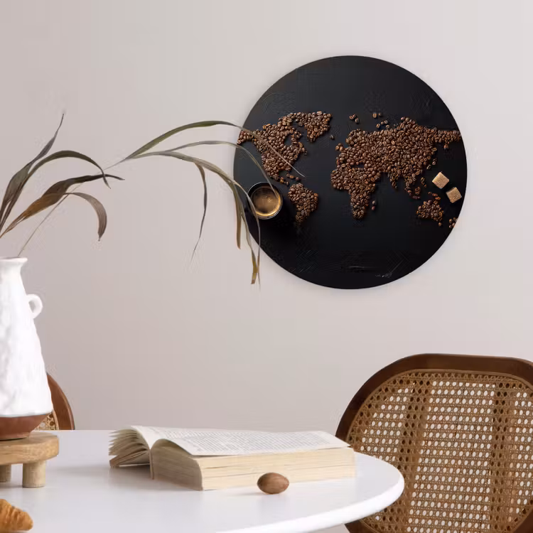 Muurcirkel - Wereldkaart - Espresso - Zwart — 4