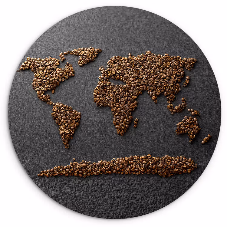Muurcirkel - Wereldkaart - Koffie - Grijs — 1