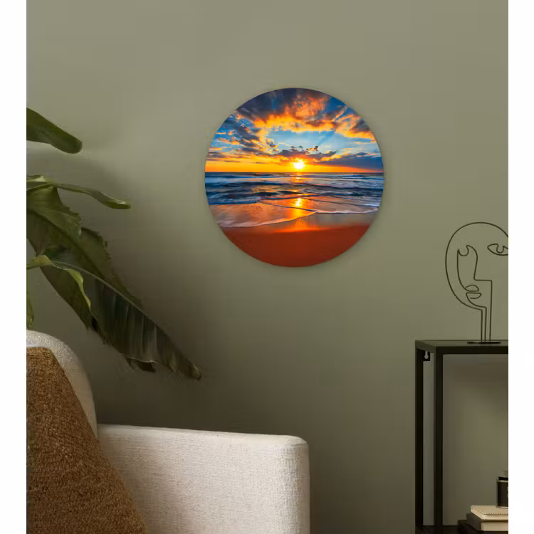 Muurcirkel - Zee - Zonsondergang - Strand - Wolken - Oranje — 3