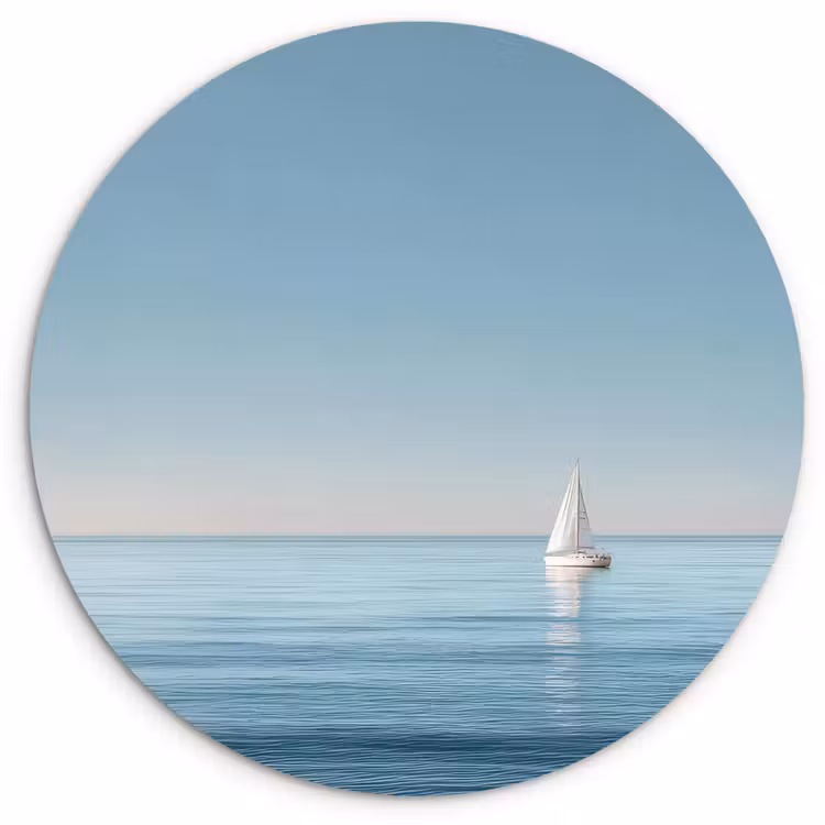 Muurcirkel - Zeilbootje - Kalme zee - Helderblauwe hemel — 1