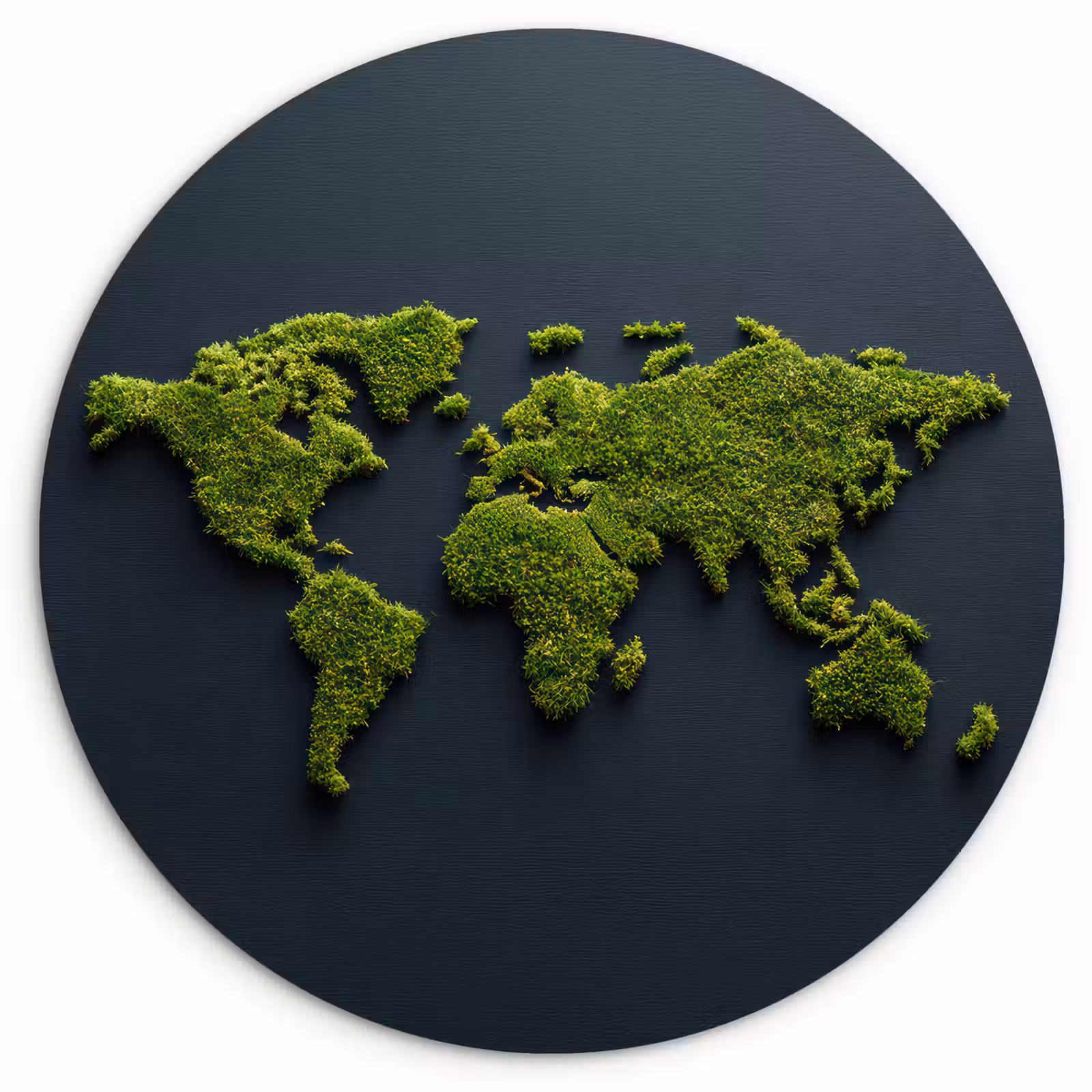 Muurcirkel - Wereldkaart - Mos -Levendig effect — 1
