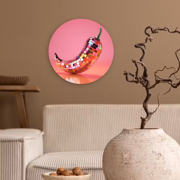 Muurcirkel - Peper - Disco - Rood - Glitter — 2