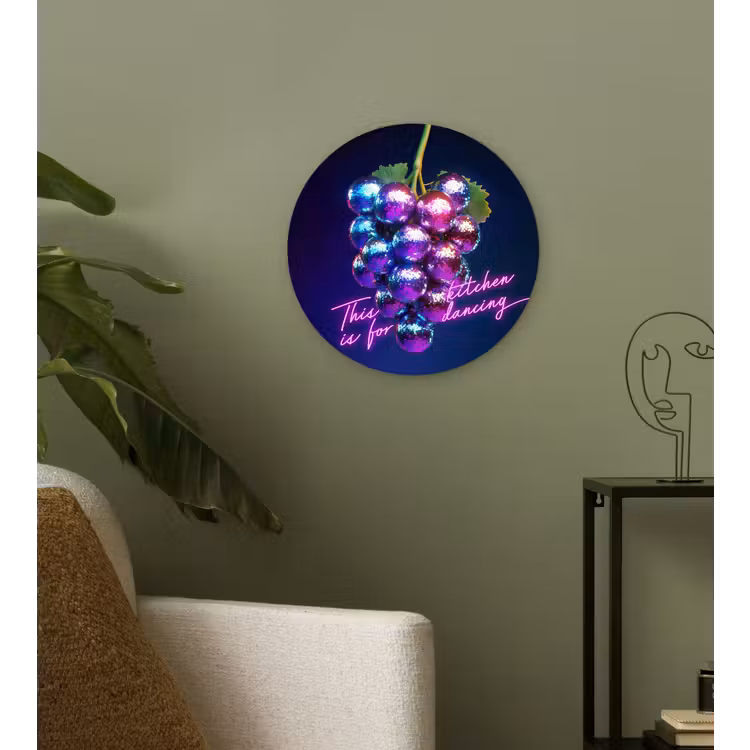 Muurcirkel - Quote - Neon - Disco - Druiven — 3